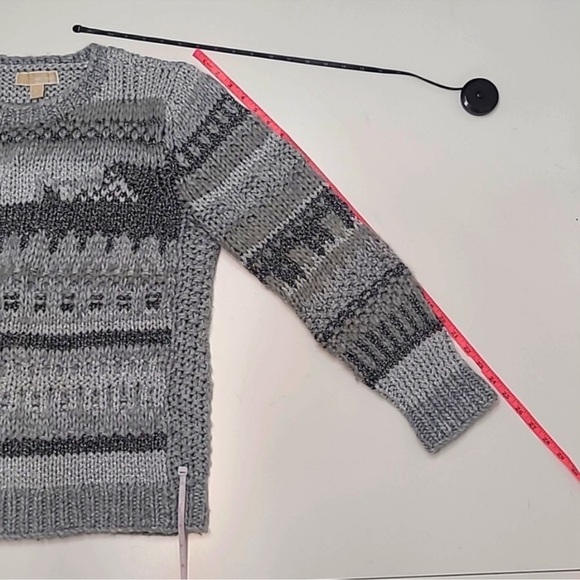 Michael Kors Pearl Heather Knit Sweater Metallic Boyfriend Slouchy XL EUC - Picture 12 of 13